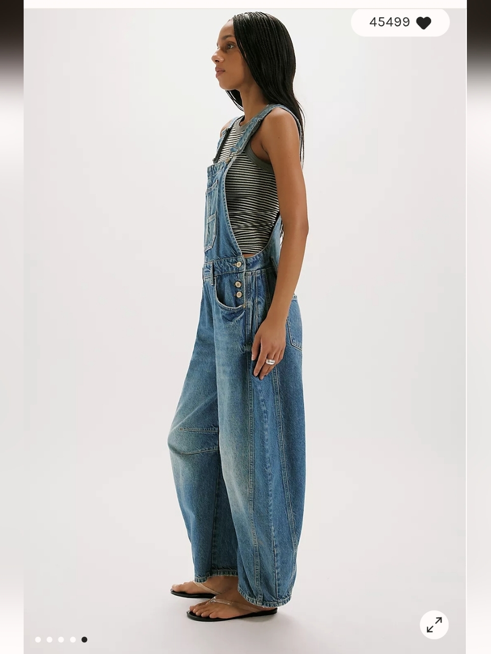 Free People Blue Denim Wide-Leg Overalls - Picture 4 of 11